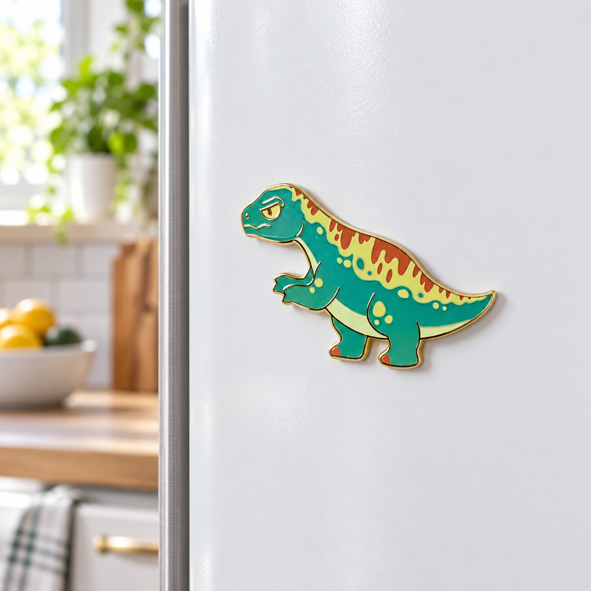 Metal Badge / Fridge Magnet — Lufengosaurus huenei