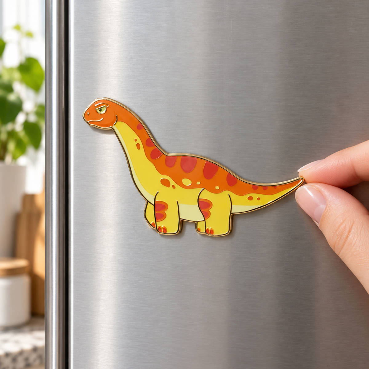 Metal Badge / Fridge Magnet — Brachiosaurus