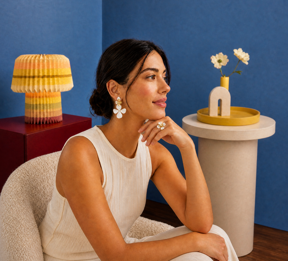 DOGWOOD PEARL STUD EARRINGS — Nocturne in Bloom lifestyle 03