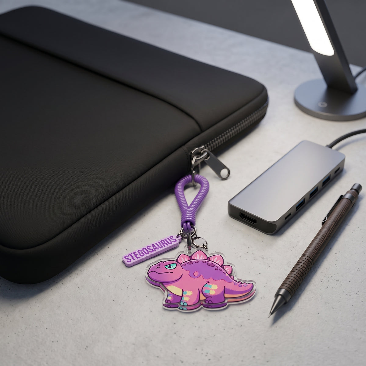 Dinosaur Acrylic Keychain — Stegosaurus lifestyle 04