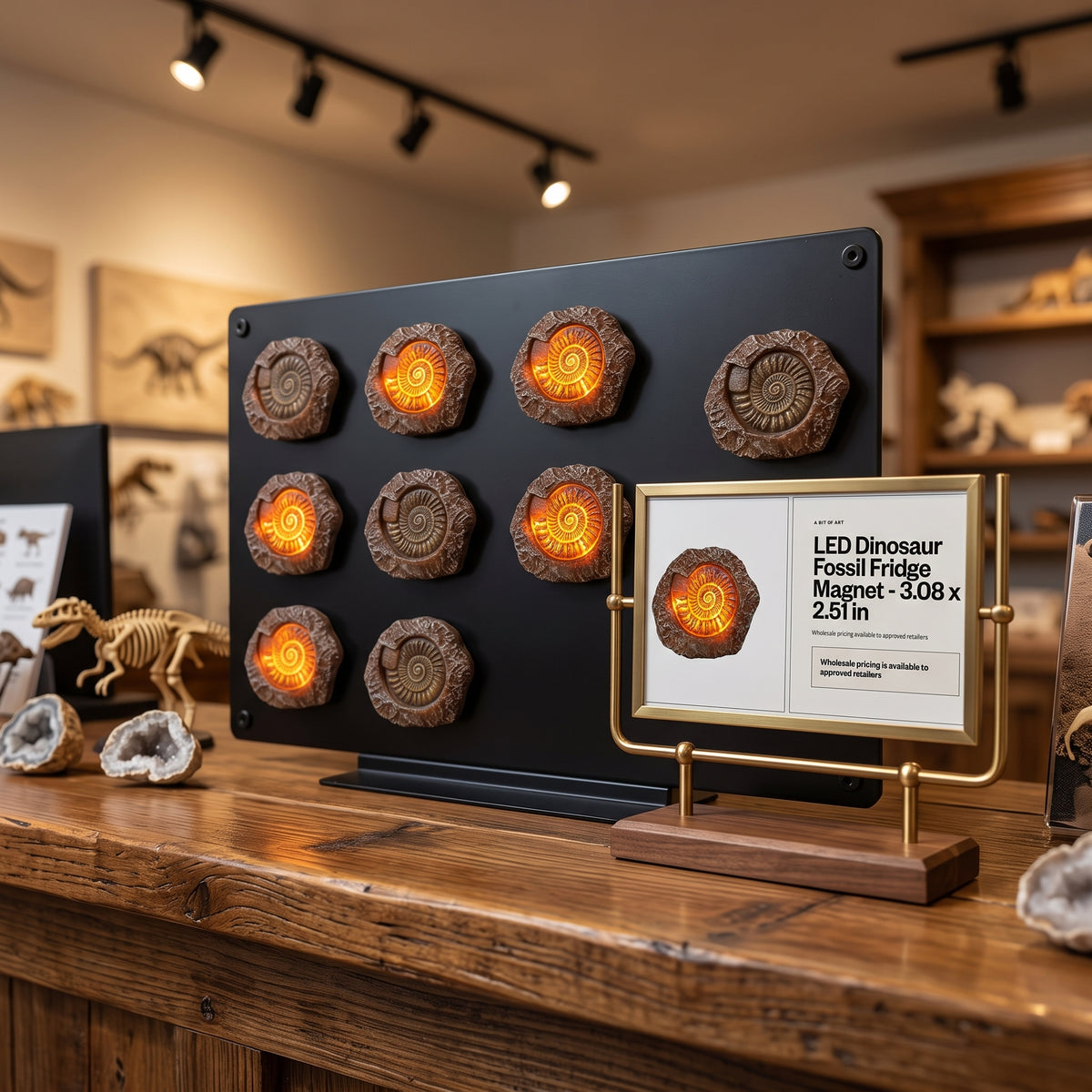 LED Dinosaur Fossil Fridge Magnet - 3.08 x 2.51 in
