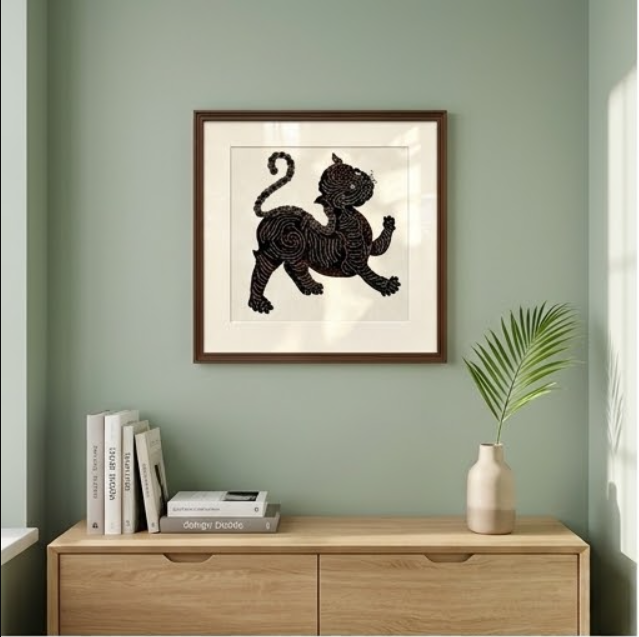 A Tiger Indonesian Batik Wall Art