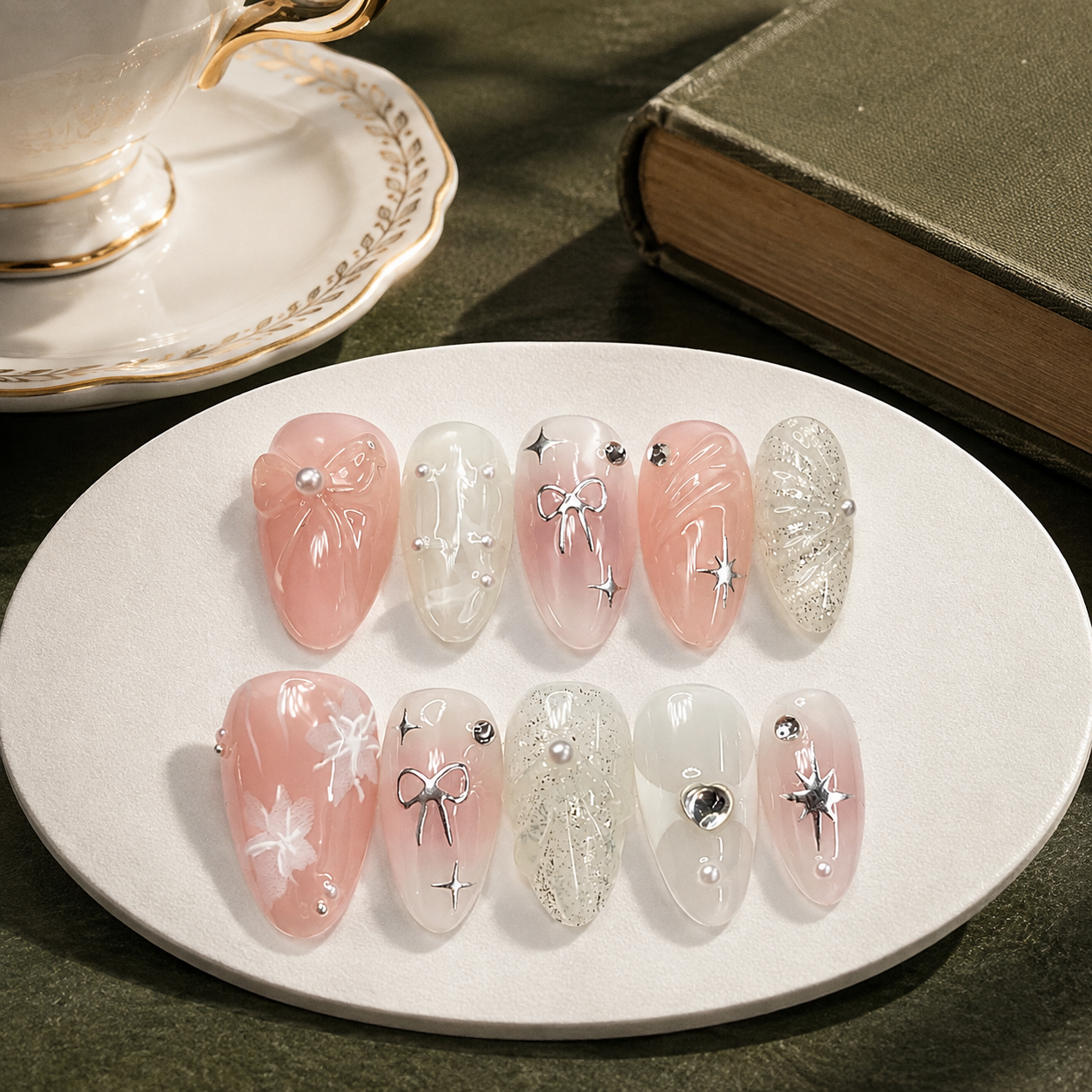 The Netherfield Ribbons Press-On Nails — Pride and Prejudice Collection