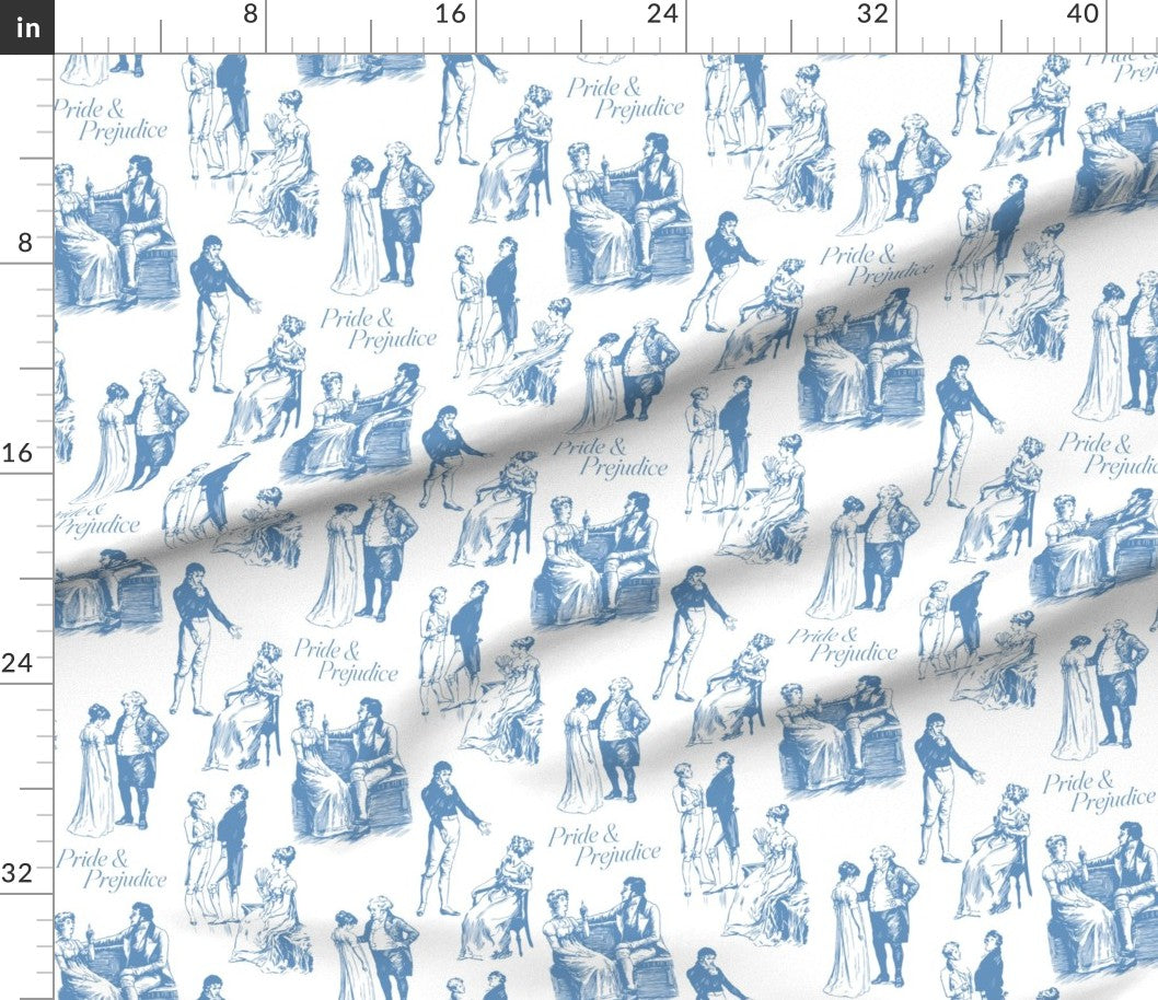 Fabric in Pride & Prejudice (Jane Austen | The British Library) Hearts Entwined Toile de Jouy Fabric for DIY A Bit of Art