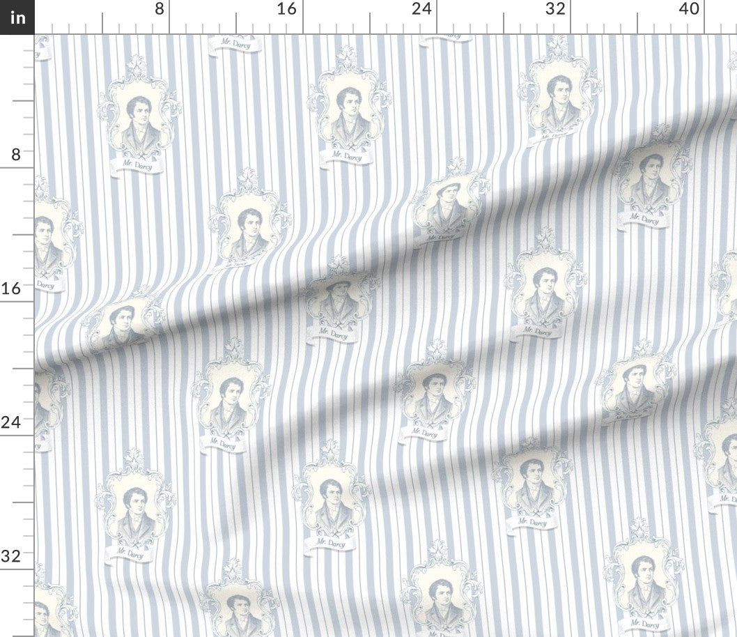 Fabric in Pride & Prejudice (Jane Austen | The British Library) Mr Darcy Cameo Fabric in Blue A Bit of Art