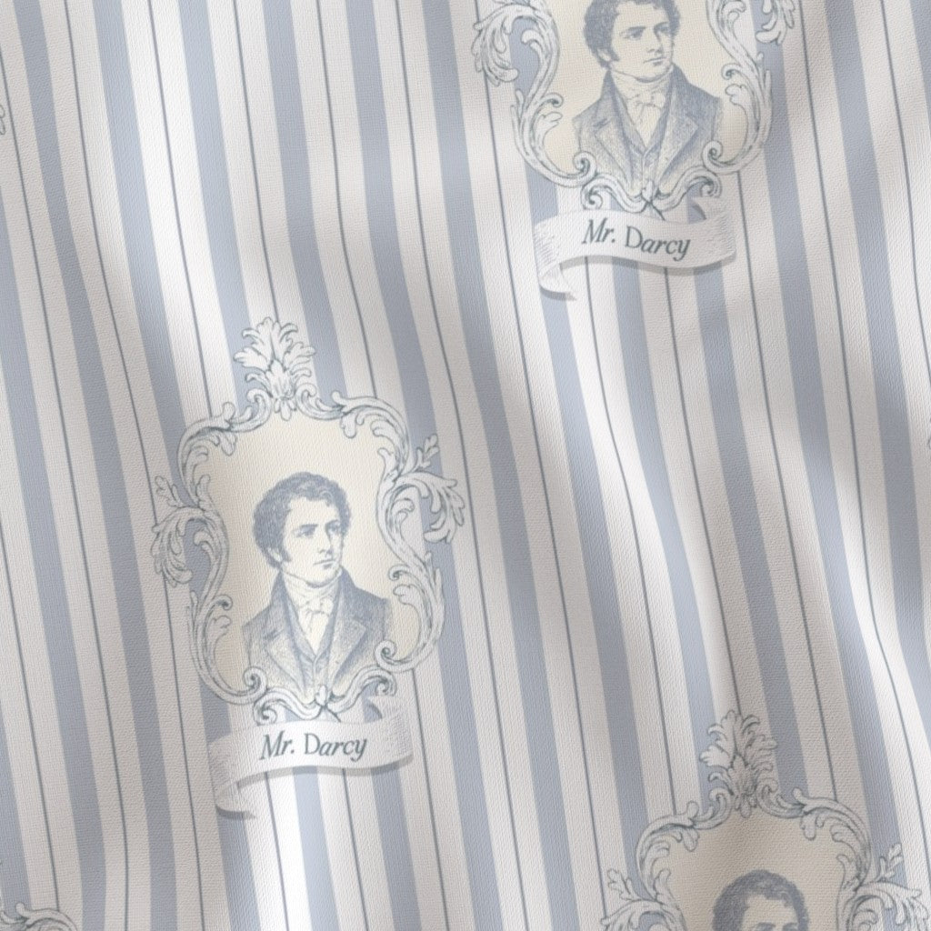 Fabric in Pride & Prejudice (Jane Austen | The British Library) Mr Darcy Cameo Fabric in Blue A Bit of Art