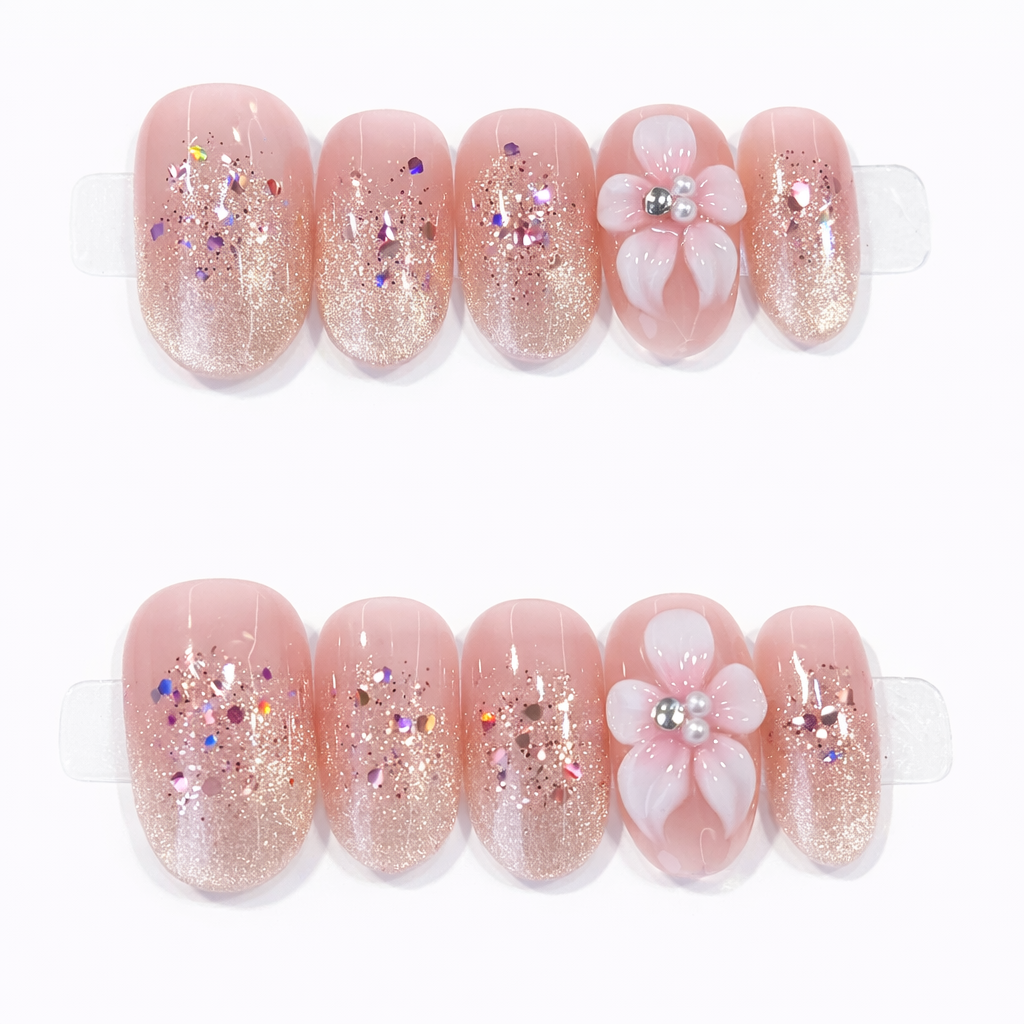 Floral & Glitters Press-On Nails Literary Accessories A Bit of Art CORP