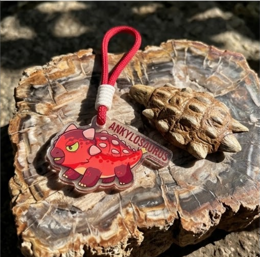 Dinosaur Acrylic Keychain — Ankylosaurus detail