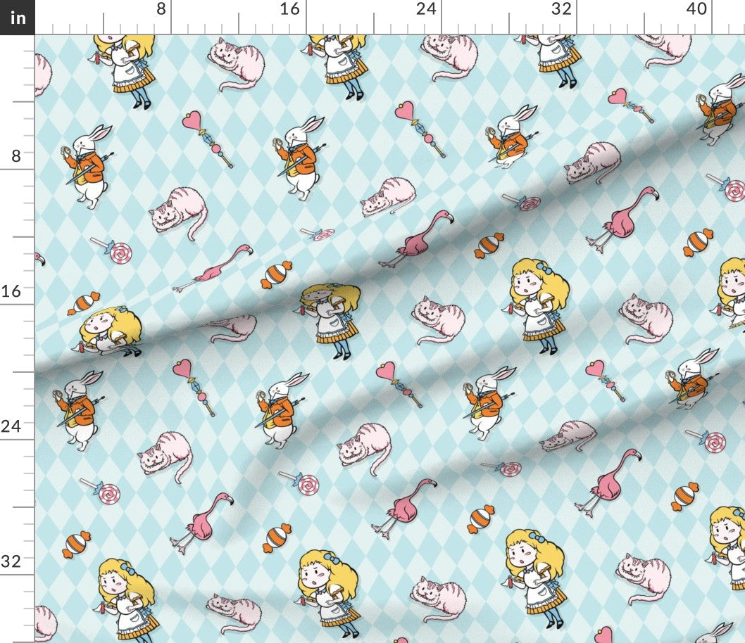 Nursery Alice Lewis Carroll Blue Argyle Literary Fabric DIY A Bit of Art