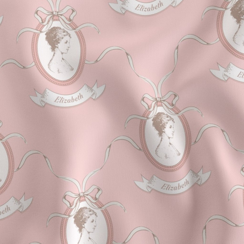 Fabric in Pride & Prejudice by Jane Austen Elizabeth Bennet Pink Cameo Fabric A Bit of Art