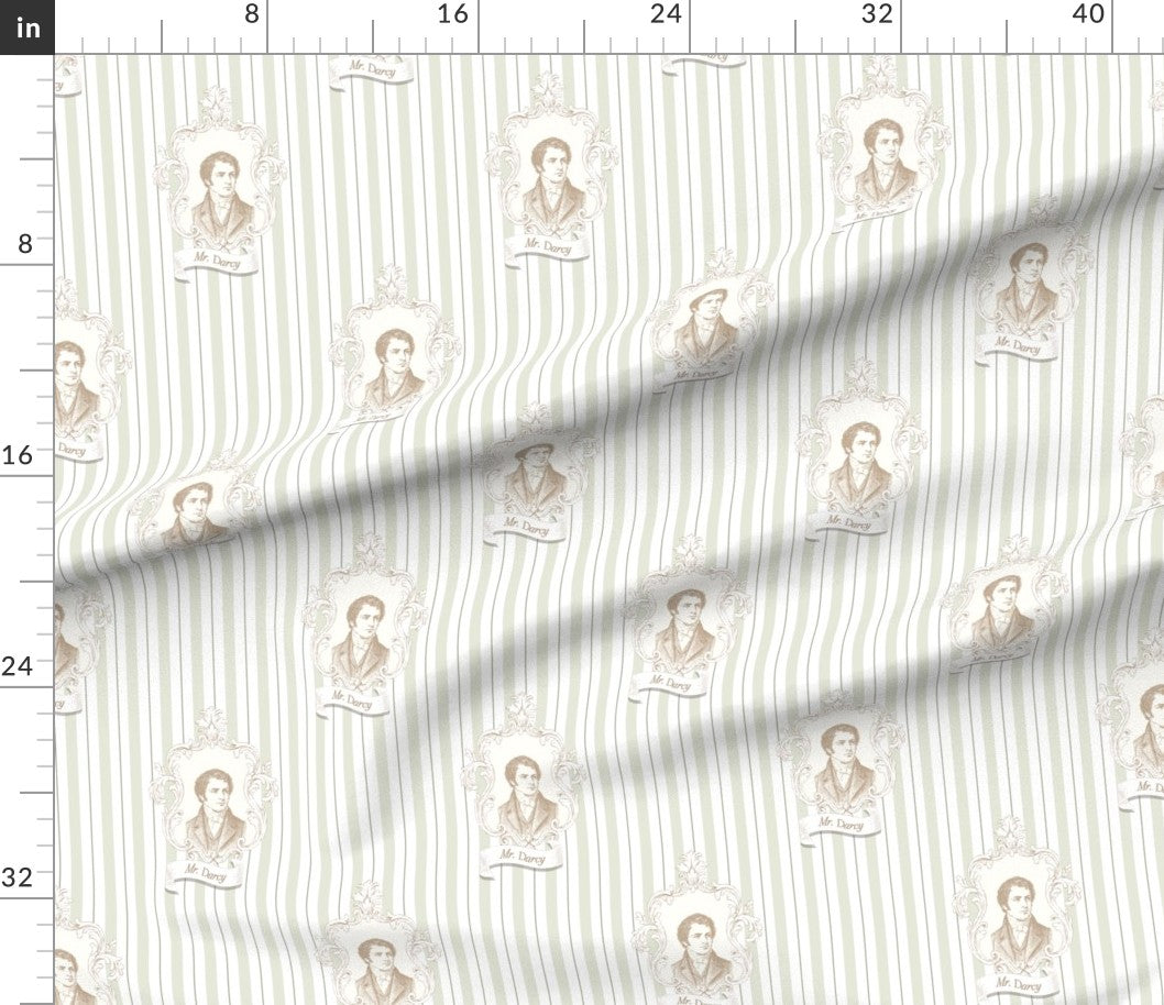 Fabric in Pride & Prejudice by Jane Austen Mr. Darcy Cameo Stripe Fabric sold by yard A Bit of Art