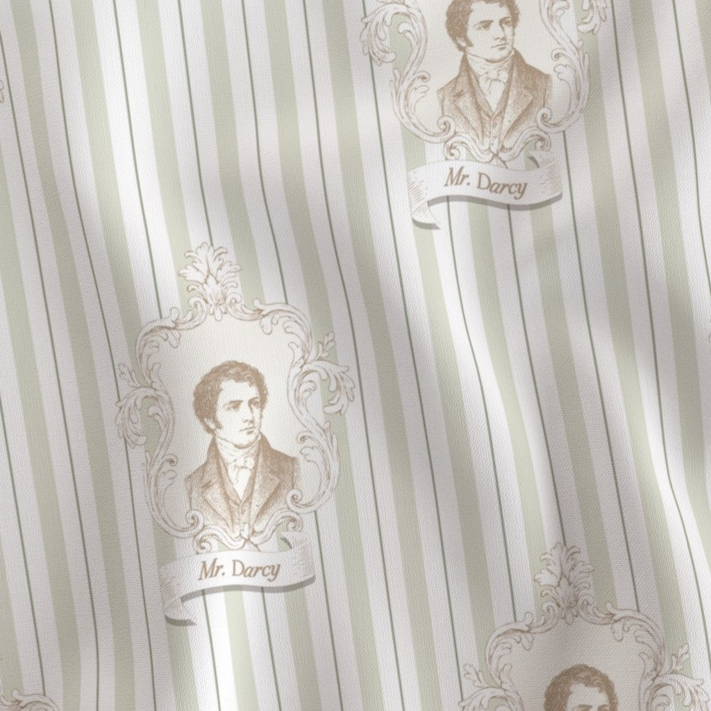 Fabric in Pride & Prejudice by Jane Austen Mr. Darcy Cameo Stripe Fabric sold by yard A Bit of Art