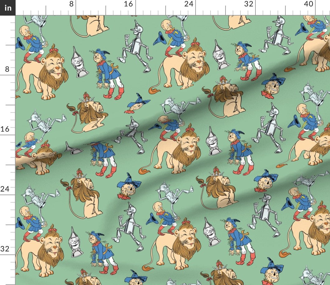 Wizard of Oz L. Frank Baum Emerald City Friends Green Literary Fabric DIY A Bit of Art