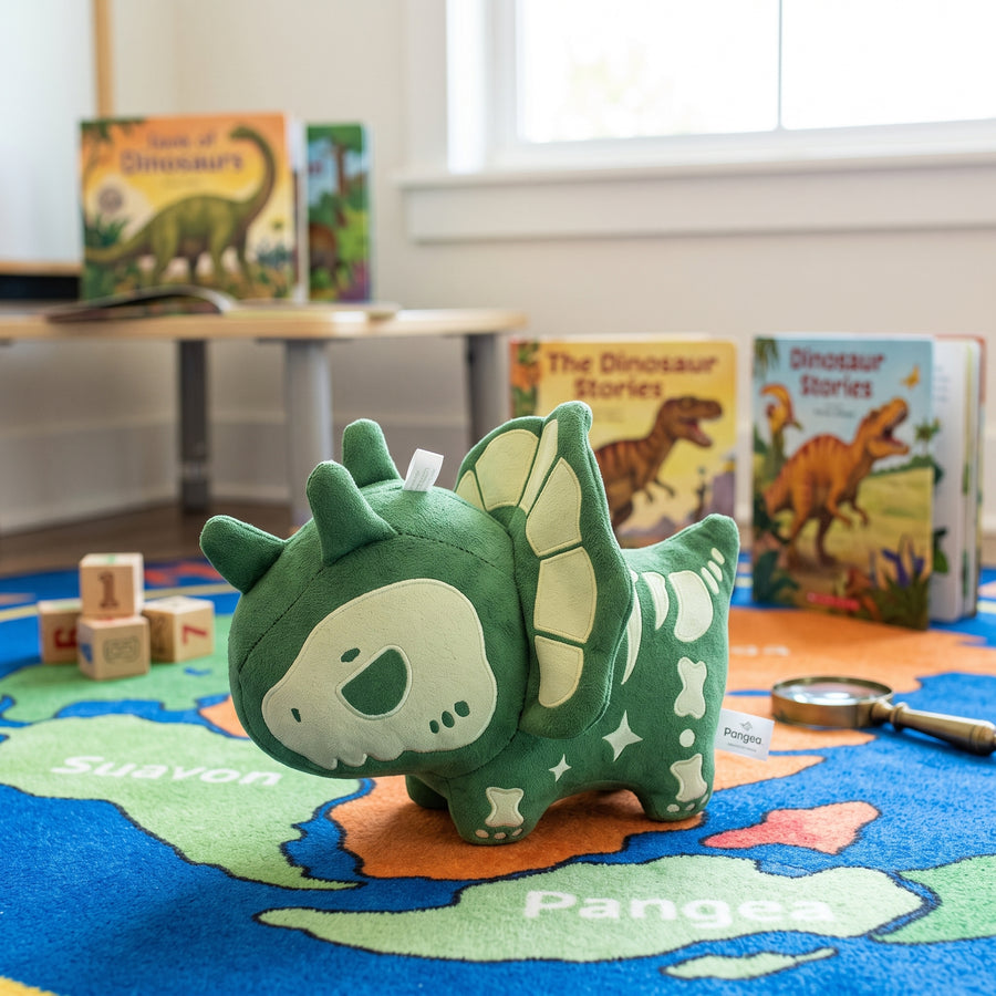 Glow-in-the-Dark Plush Charm — Triceratops