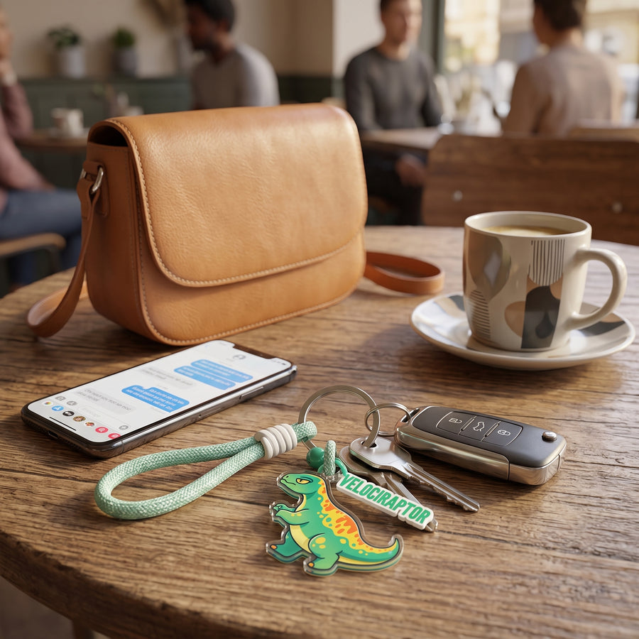 Dinosaur Acrylic Keychain — Velociraptor