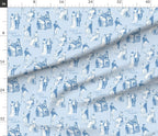 Pride & Prejudice by Jane Austen Regency Ballroom Blue Toile de Jouy Fabric for DIY A Bit of Art