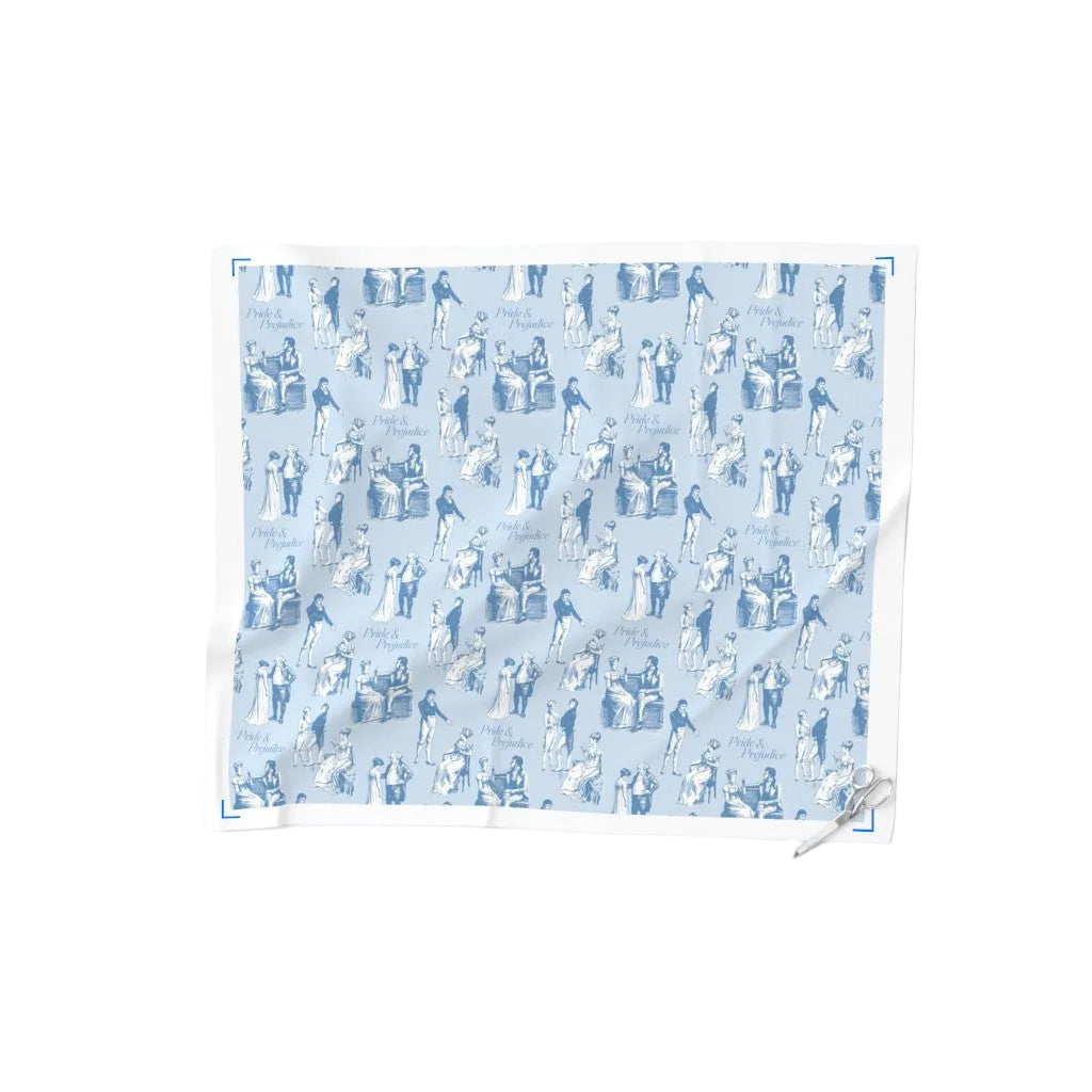 Pride & Prejudice by Jane Austen Regency Ballroom Blue Toile de Jouy Fabric for DIY A Bit of Art