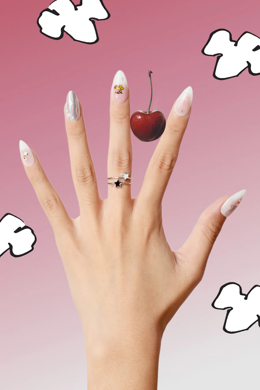 Swirls of Snoopy - Almond Press-on Nails