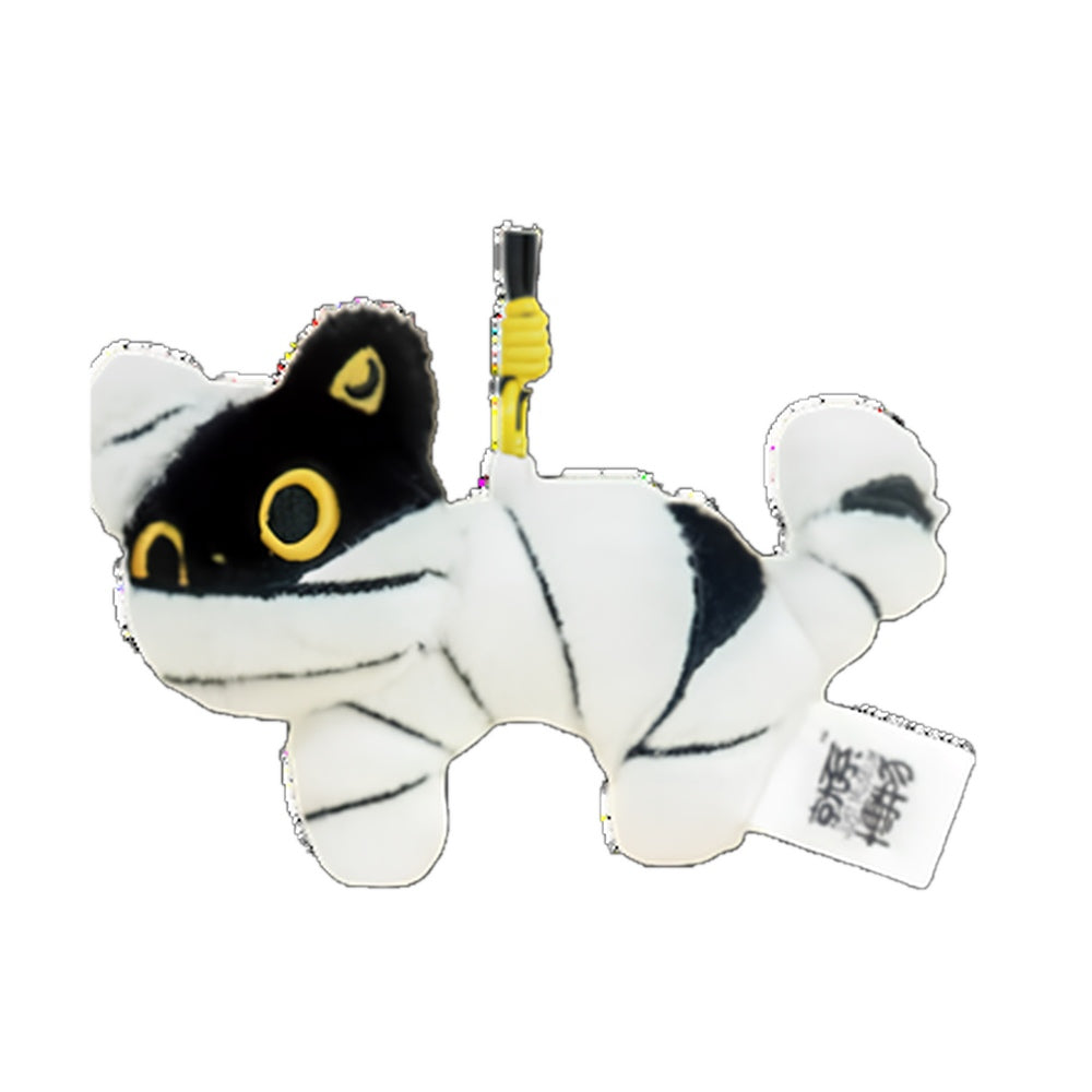 Mummy Meow Stand Mummy Cat Plush Charm on white background