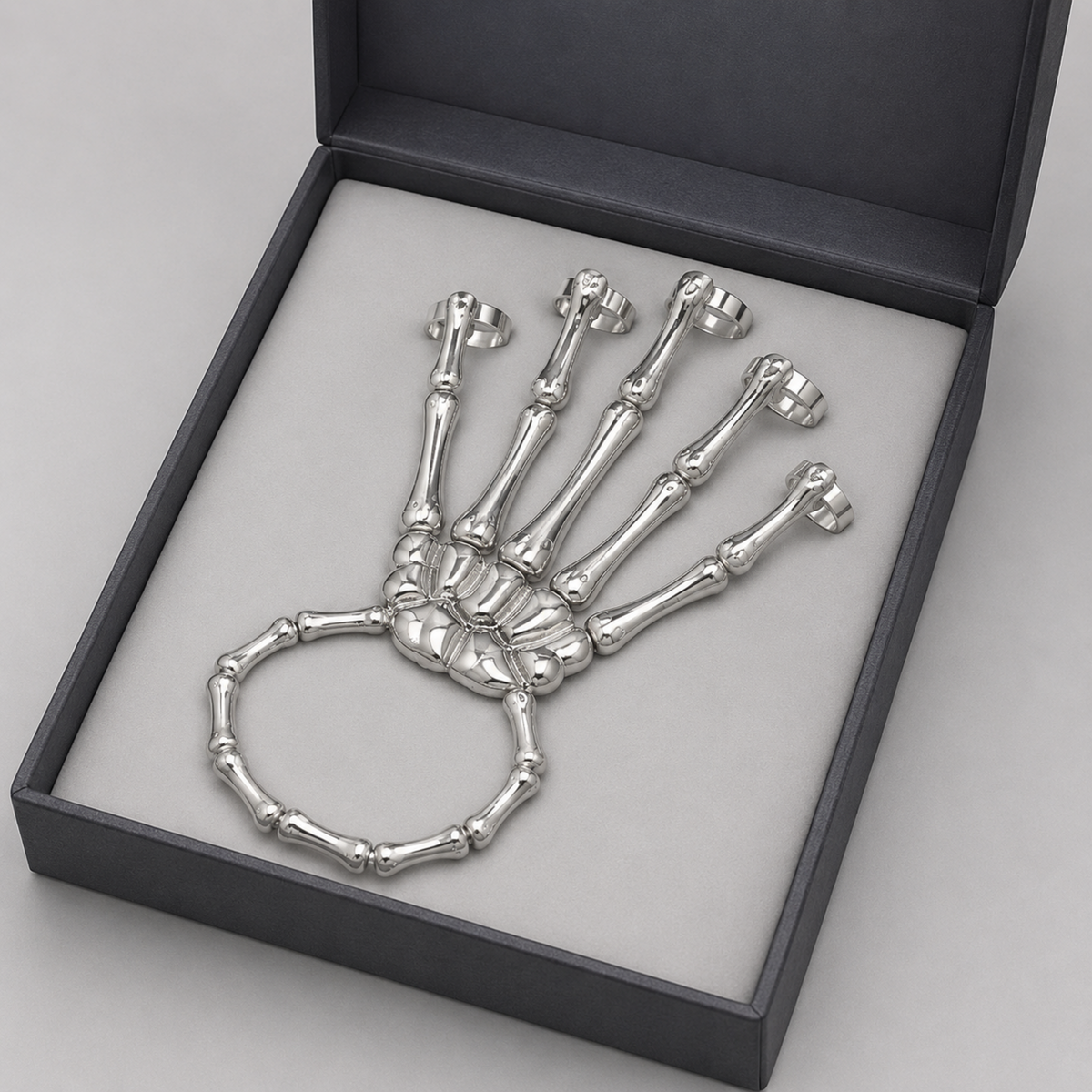 Silver-Plated Hand Skeleton Accessory