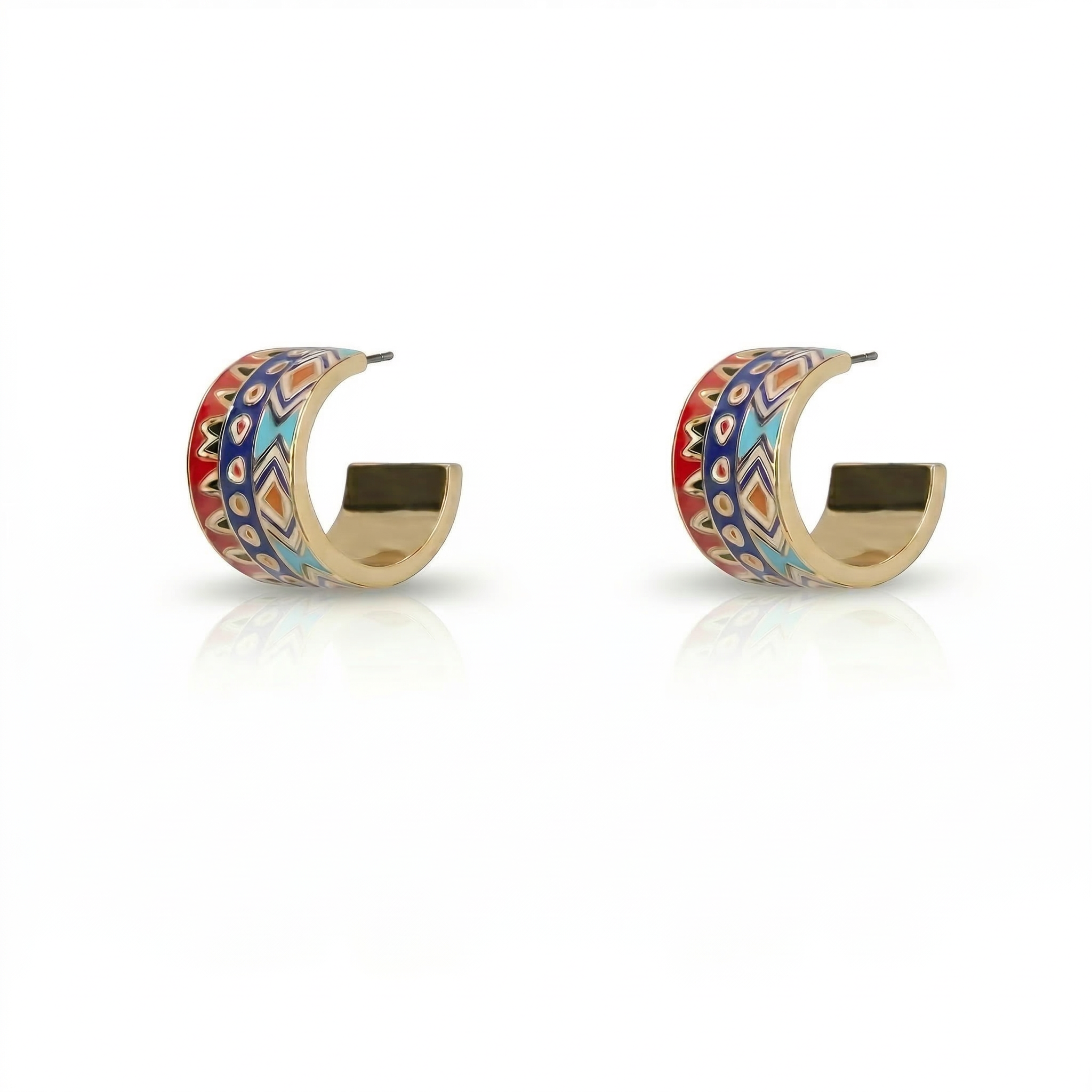 The Met X Lele Enamel Hoop Egyptian Trio Earrings