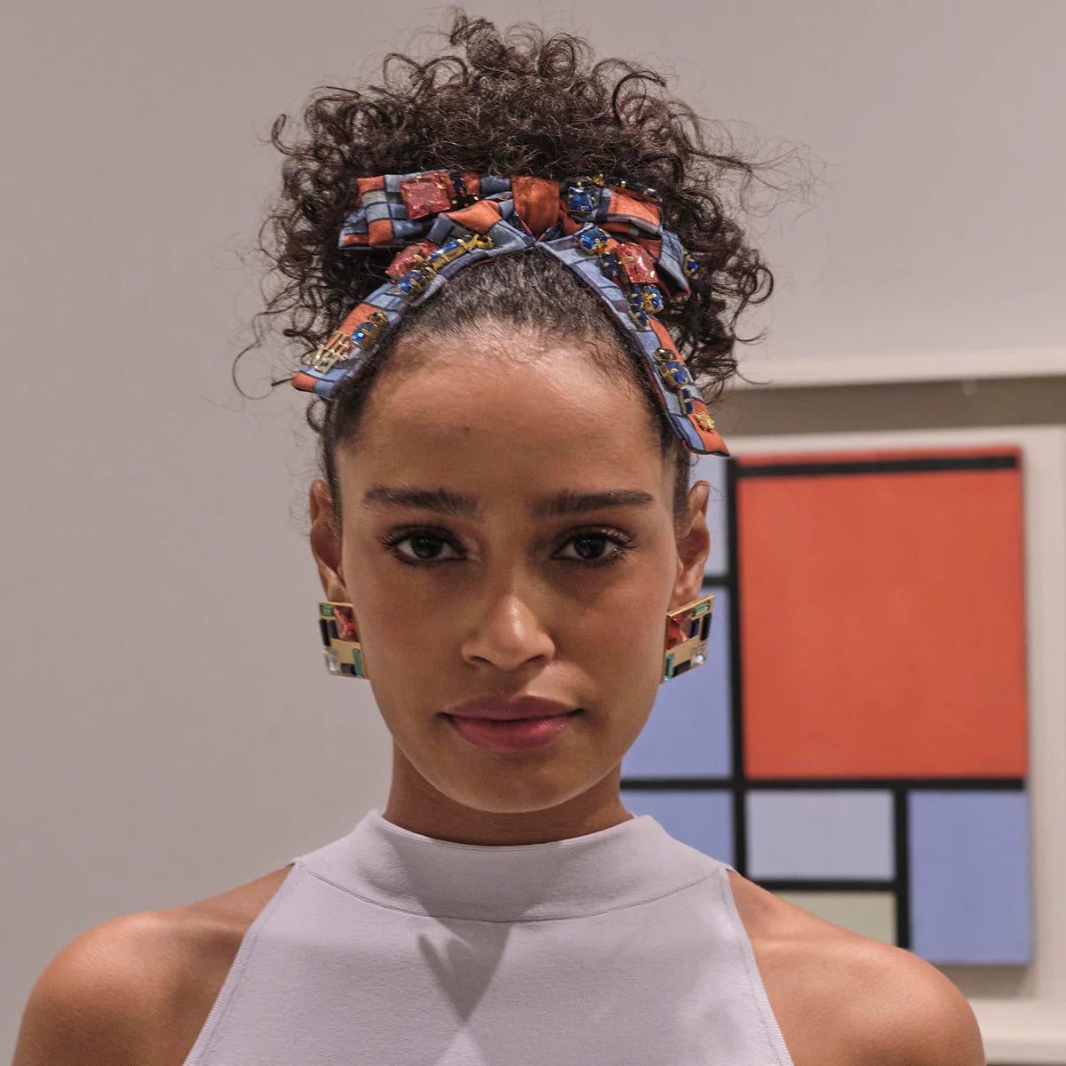 The MET X Lele Mondrian Composition Antoinette Embellished Bow Barrette