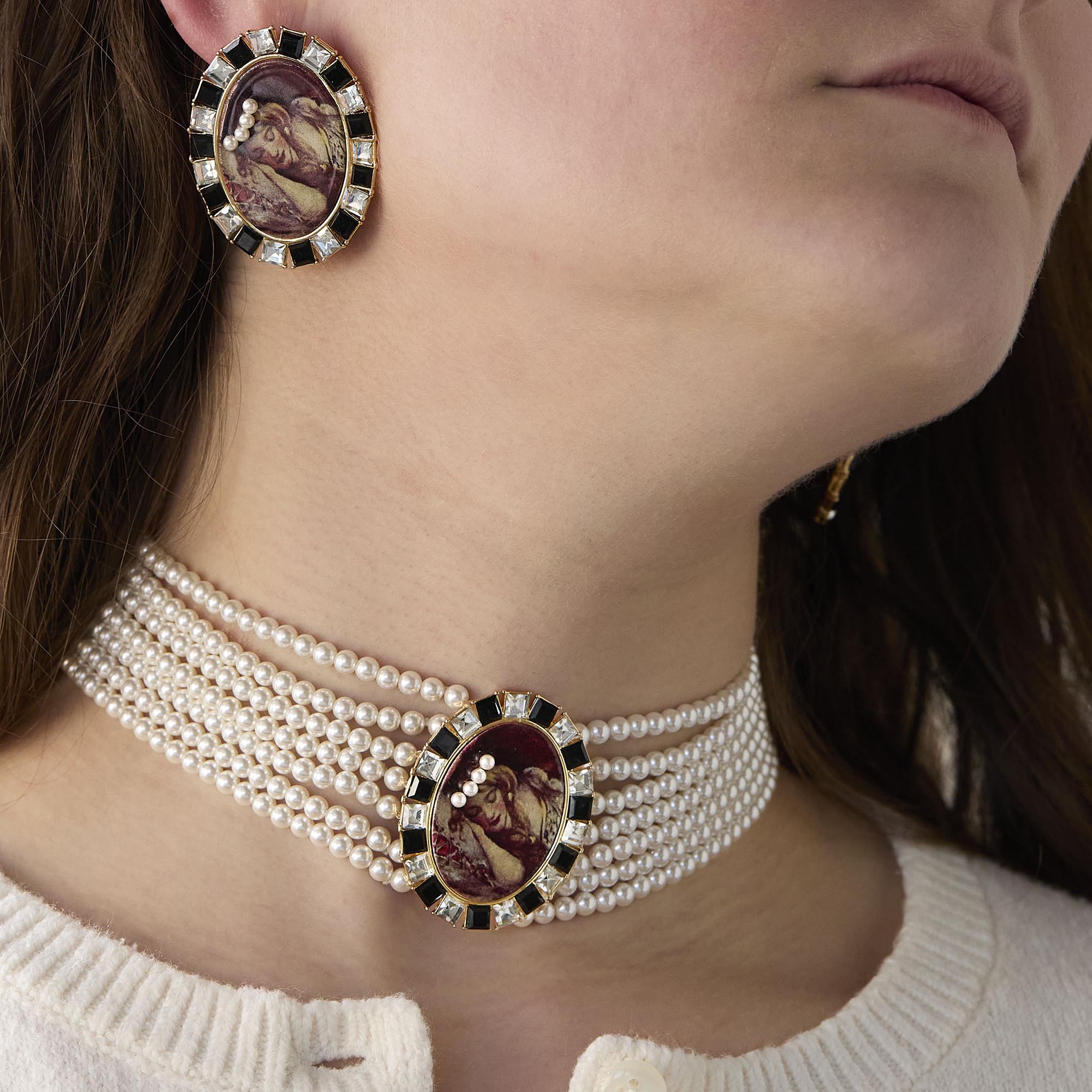 Sleeping Beauty Cameo Earrings Lele Sadoughi