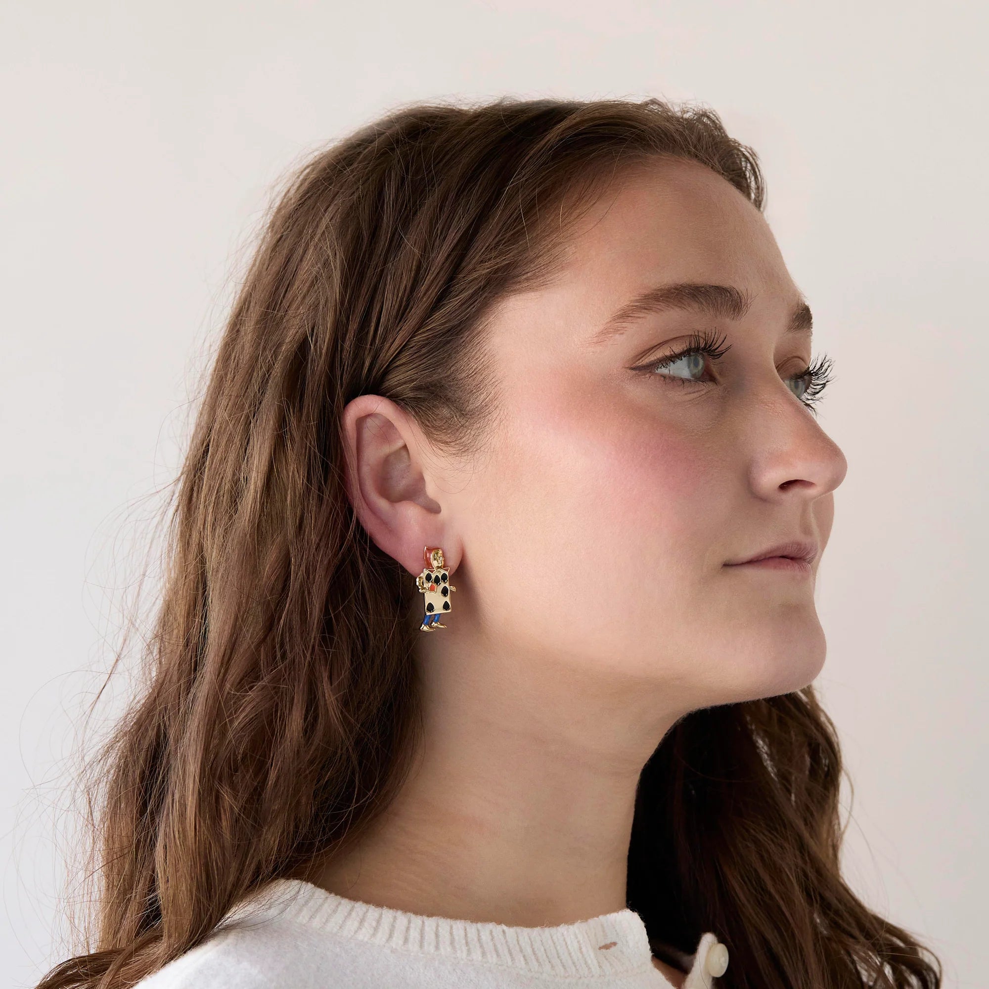 The Nursery Alice Card Soldier Button Earring Lele Sadoughi