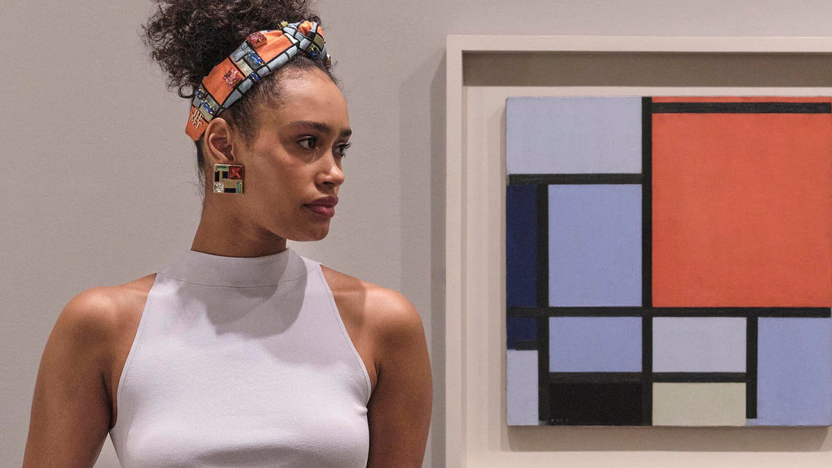 The MET X Lele Mondrian Composition Knotted Embroidered Headband