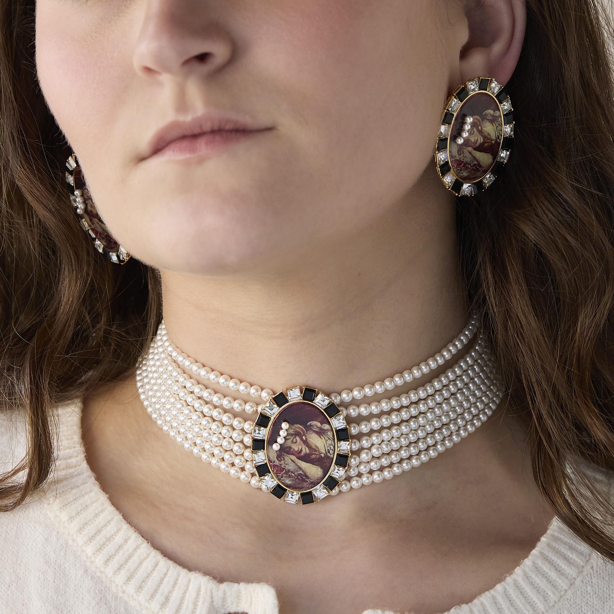 Sleeping Beauty Cameo Multi-strand Necklace Lele Sadoughi