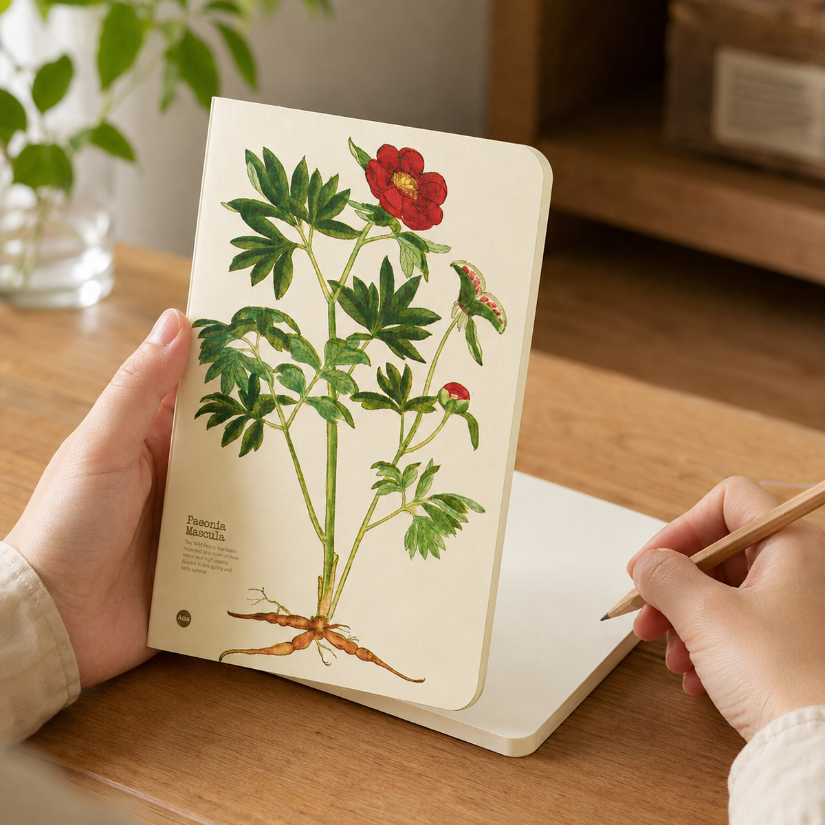 Paeonia Mascula illustrated herb journal lifestyle image